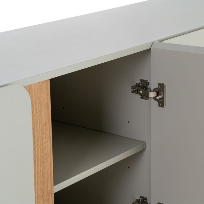 Bufet taupe MDF picioare stejar [6]