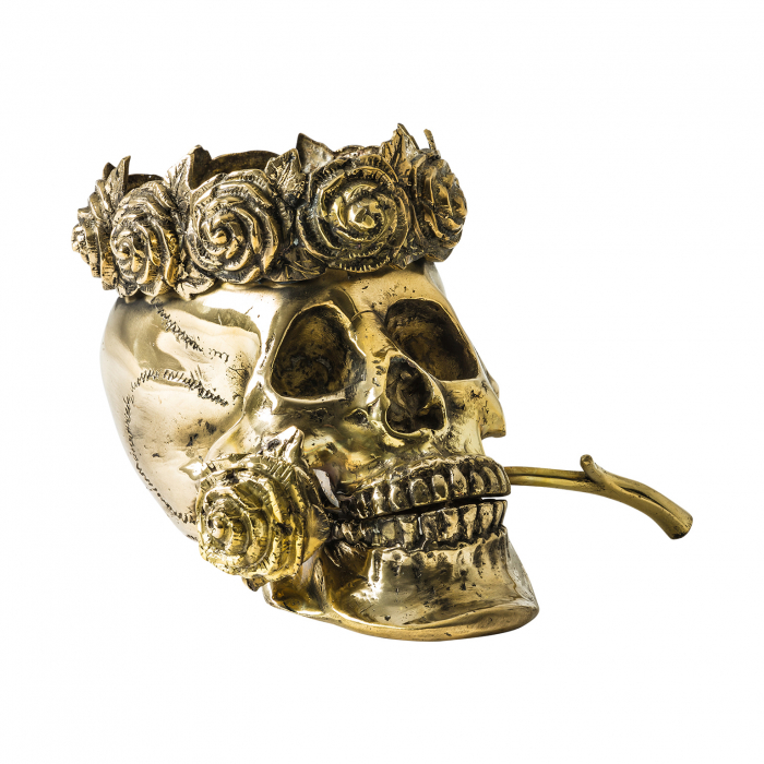 Bust craniu cu coroana Art Deco bronz auriu|Decoratiuni interioare luxoase [1]