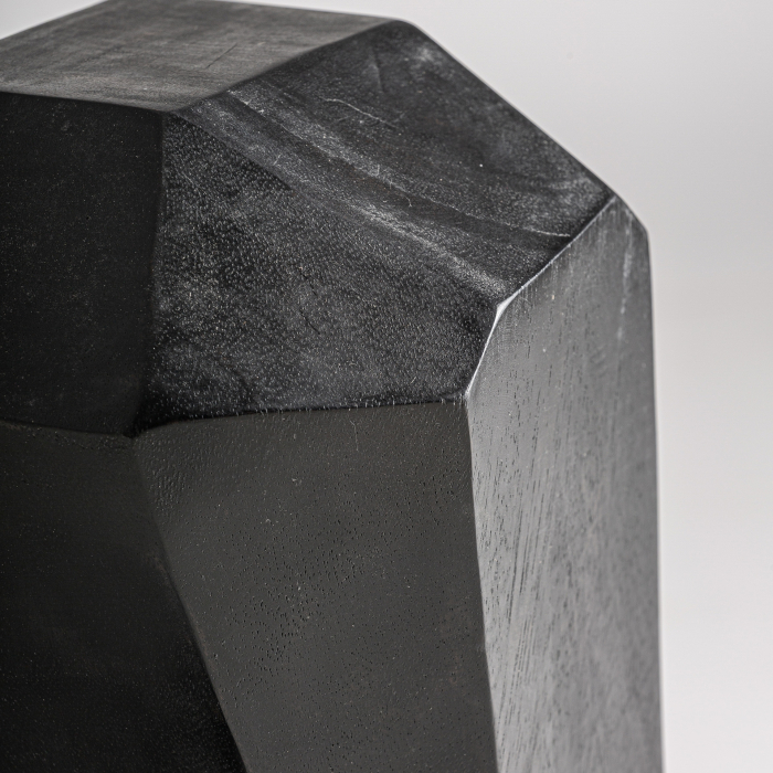 Bust decorativ din lemn de suar negru cu cap fațetat geometric și umeri tăiați drept [3]