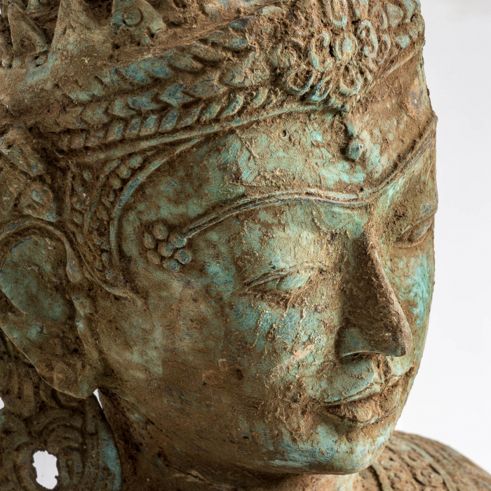 Bust oriental verde din alama - Piesa decorativa artizanala [2]