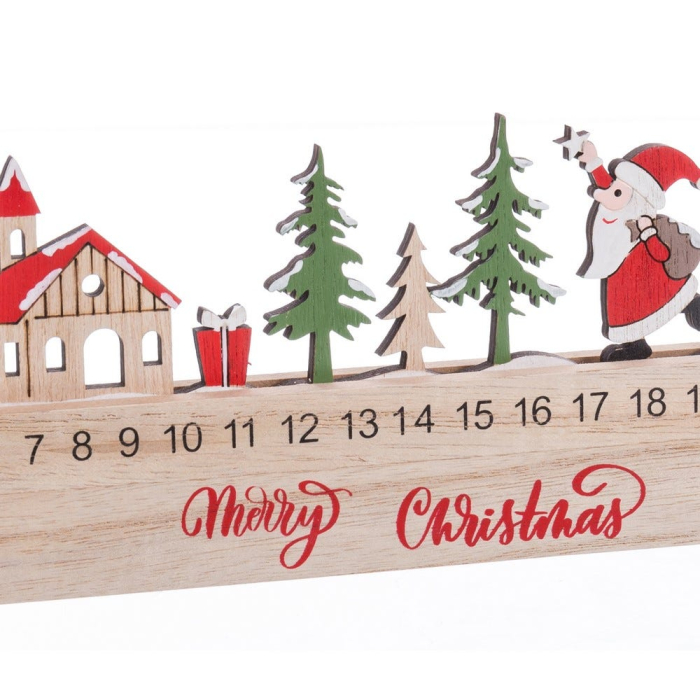 Calendar de advent din lemn cu numere de la 1 la 24 și sat de iarnă pictat [2]