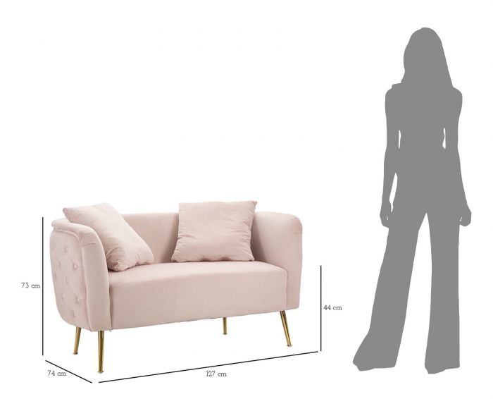 Canapea 2 locuri Bucuresti, catifea roz, creativdeco.ro [8]
