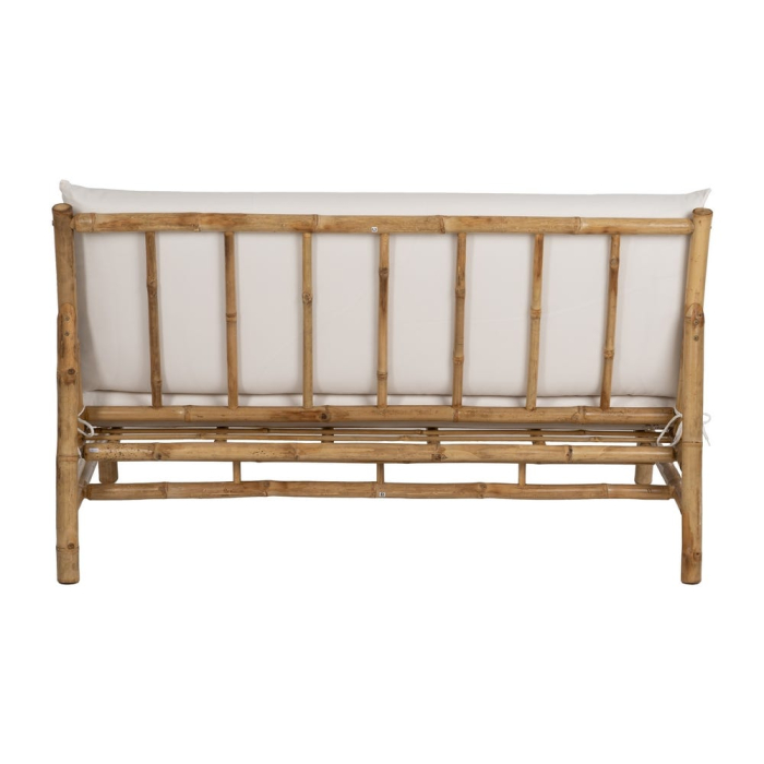 Canapeaua 2 locuri din bambus maro deschis cu perne crem [4]