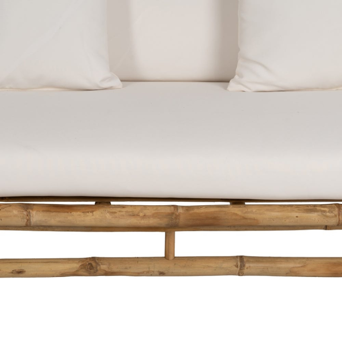 Canapeaua 2 locuri din bambus maro deschis cu perne crem [7]