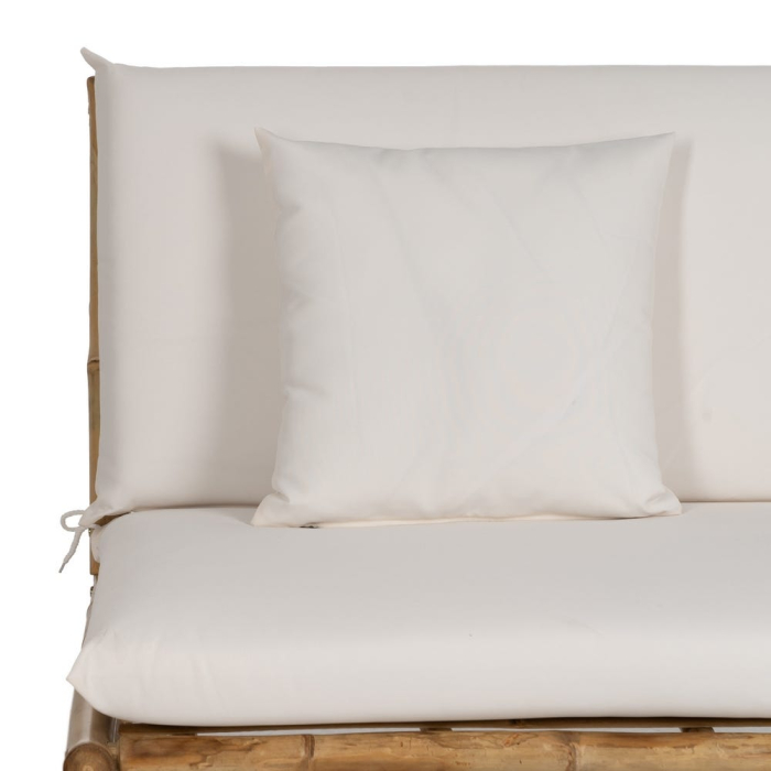 Canapeaua 2 locuri din bambus maro deschis cu perne crem [6]