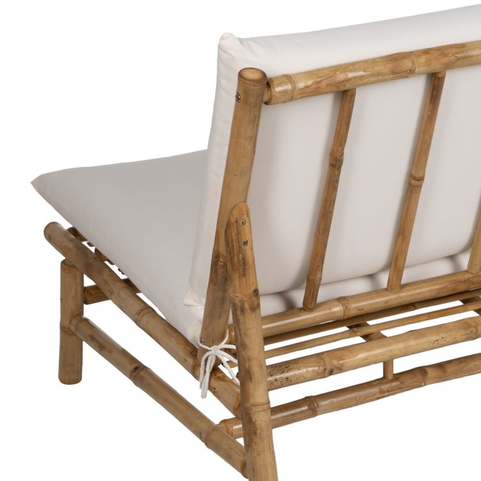 Canapeaua 2 locuri din bambus maro deschis cu perne crem [10]