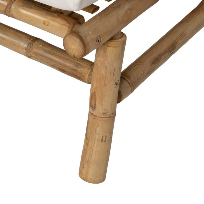 Canapeaua 2 locuri din bambus maro deschis cu perne crem [14]