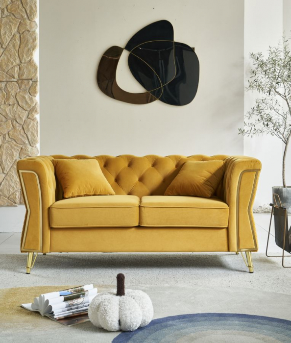 Canapea Galben Mustar 2 Locuri | Design Italian | CreativDeco [5]