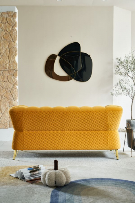 Canapea Galben Mustar 2 Locuri | Design Italian | CreativDeco [6]