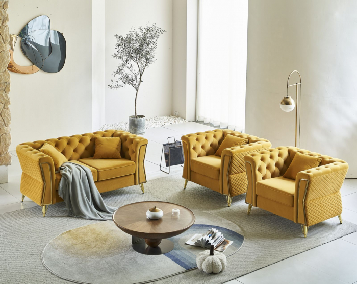 Canapea Galben Mustar 2 Locuri | Design Italian | CreativDeco [4]
