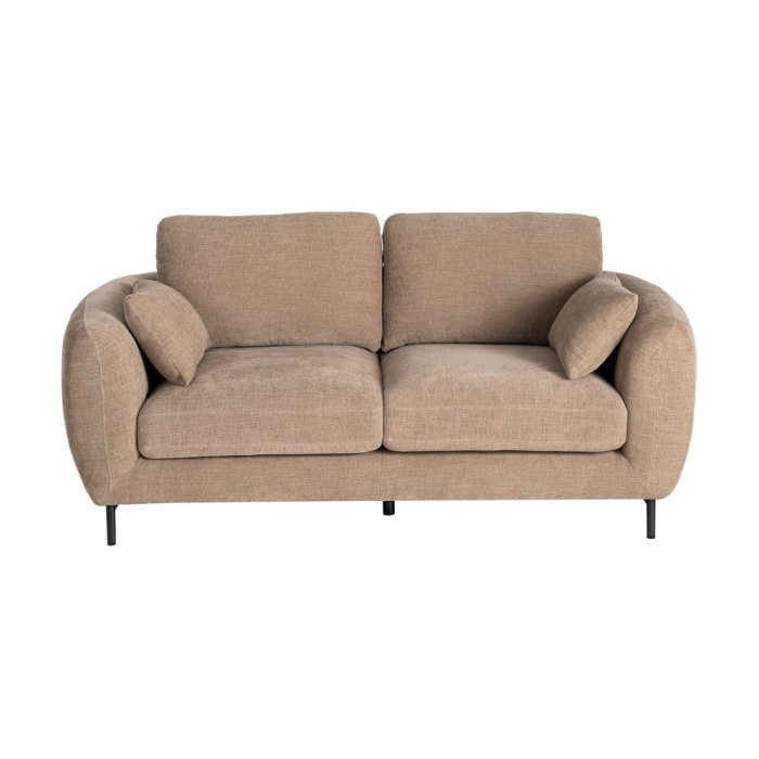 Canapea 2 locuri maro deschis din stofă cu picioare metalice [3]