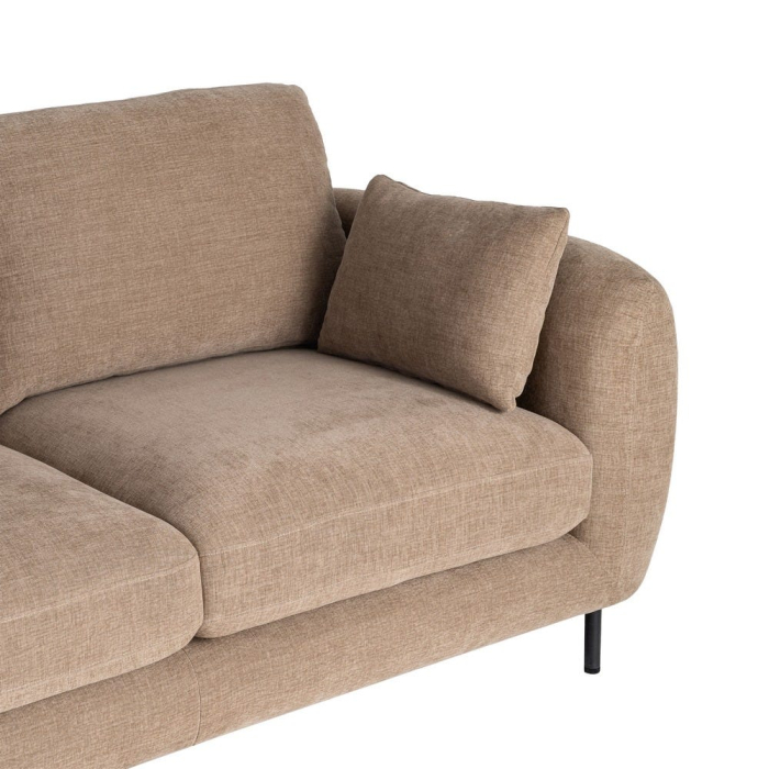 Canapea 2 locuri maro deschis din stofă cu picioare metalice [5]