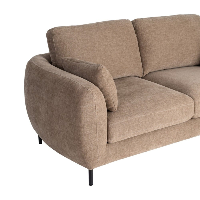 Canapea 2 locuri maro deschis din stofă cu picioare metalice [6]