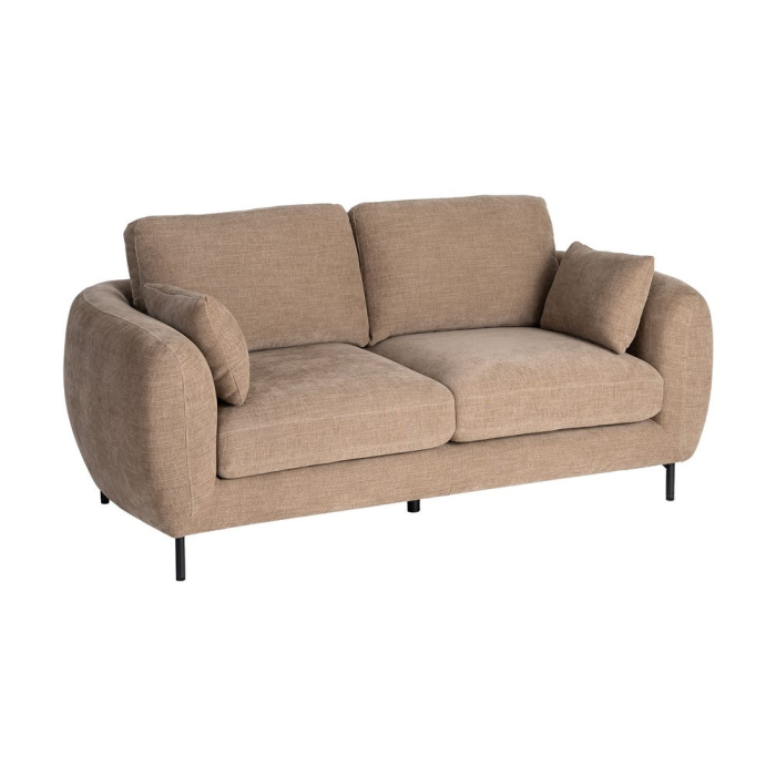 Canapea 2 locuri maro deschis din stofă cu picioare metalice [2]