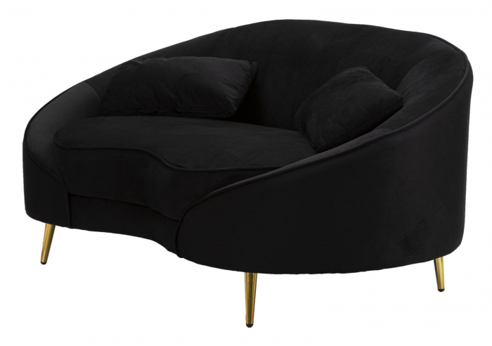 Canapea 2 locuri Oslo, negru auriu, catifea - creativdeco.ro [5]