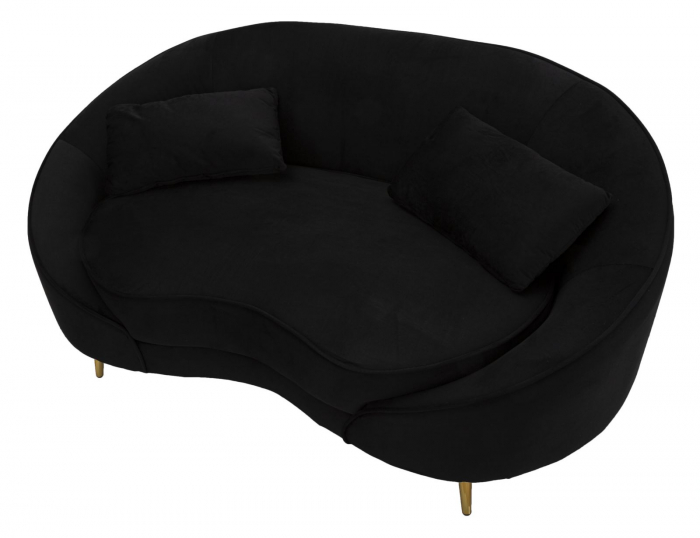 Canapea 2 locuri Oslo, negru auriu, catifea - creativdeco.ro [6]