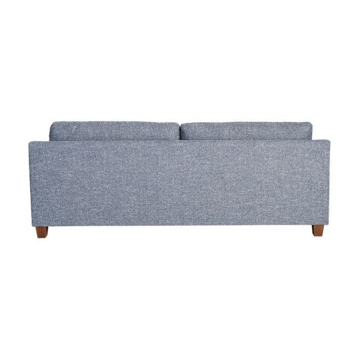 Canapea 3 locuri albastru din stofă cu picioare din lemn [4]