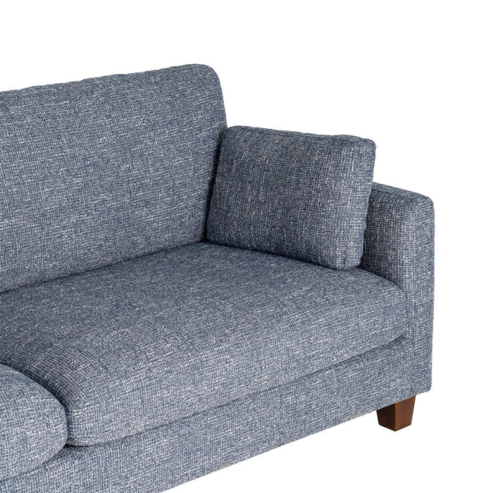 Canapea 3 locuri albastru din stofă cu picioare din lemn [5]