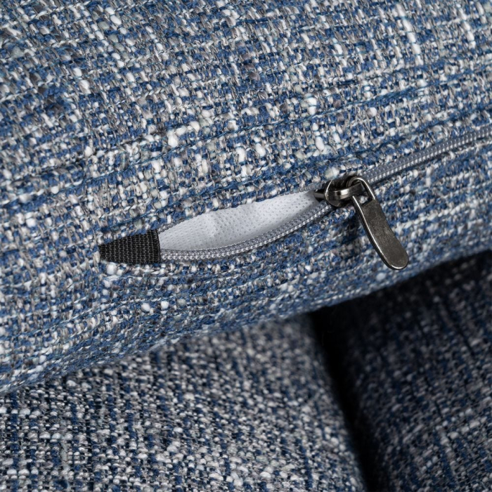 Canapea 3 locuri albastru din stofă cu picioare din lemn [8]