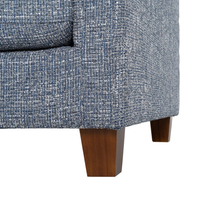 Canapea 3 locuri albastru din stofă cu picioare din lemn [10]