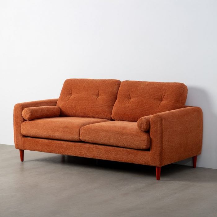 Canapea 3 locuri cărămiziu teracotă din stofă cu design modern [2]