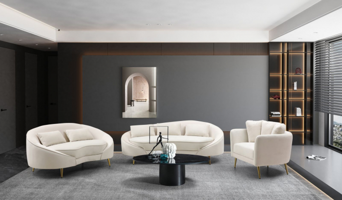 Canapea crem 3 locuri stil scandinav CreativDeco [2]
