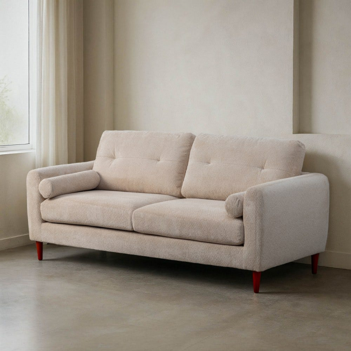 Canapea 3 locuri crem din stofă cu design modern [1]