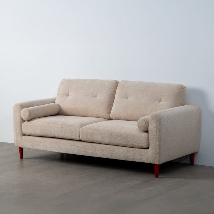 Canapea 3 locuri crem din stofă cu design modern [2]