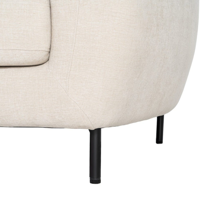 Canapea 3 locuri crem din stofă cu picioare metalice subțiri [10]