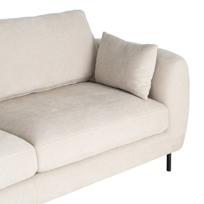 Canapea 3 locuri crem din stofă cu picioare metalice subțiri [5]