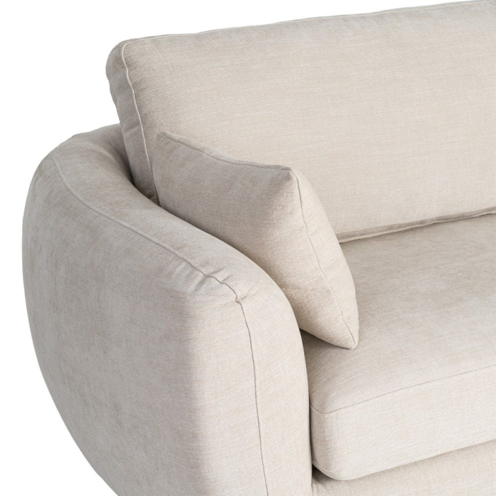 Canapea 3 locuri crem din stofă cu picioare metalice subțiri [6]