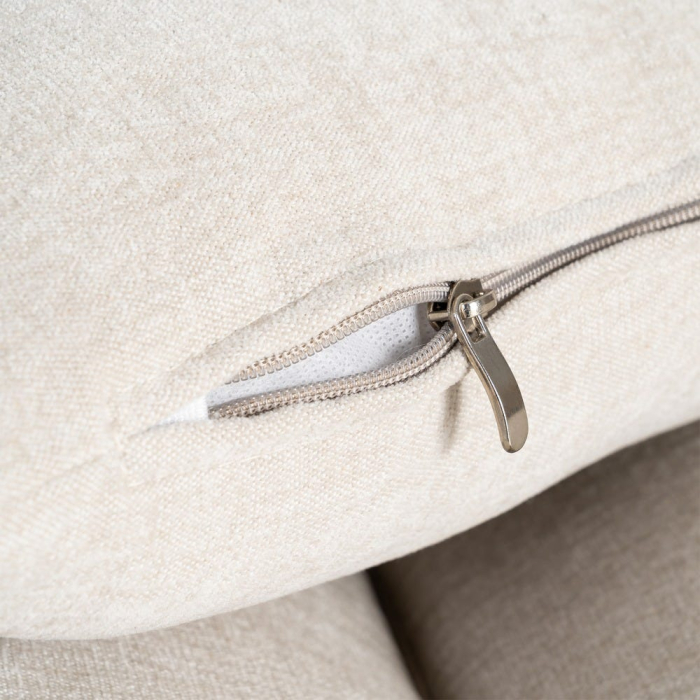 Canapea 3 locuri crem din stofă cu picioare metalice subțiri [8]