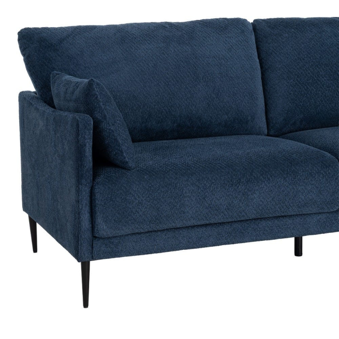 Canapea 3 locuri din stofă albastră cu picioare metalice negre [6]