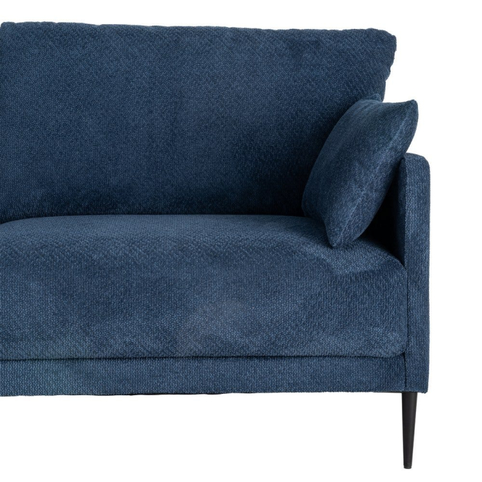 Canapea 3 locuri din stofă albastră cu picioare metalice negre [8]