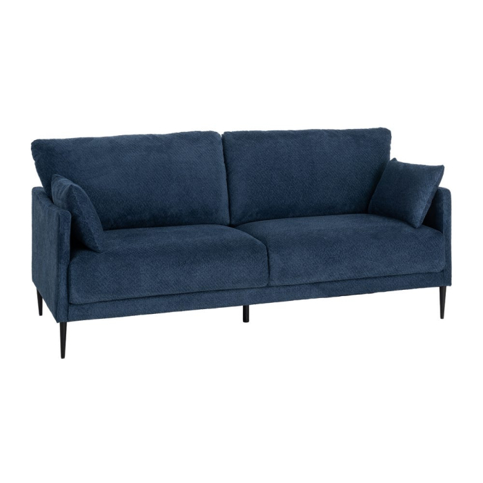 Canapea 3 locuri din stofă albastră cu picioare metalice negre [2]