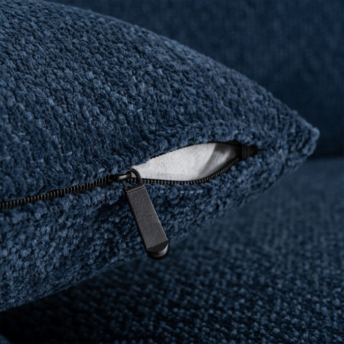 Canapea 3 locuri din stofă albastră cu picioare metalice negre [9]