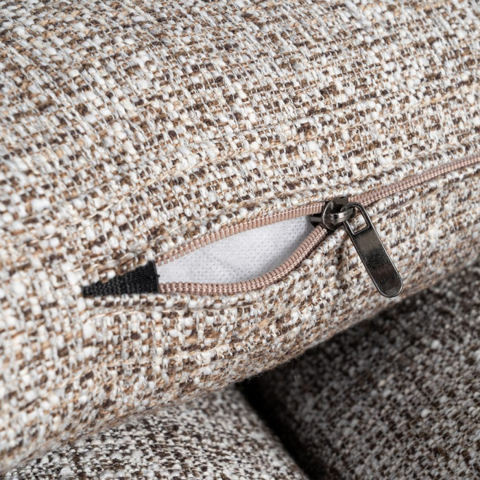 Canapea 3 locuri grej din stofă cu picioare din lemn [7]