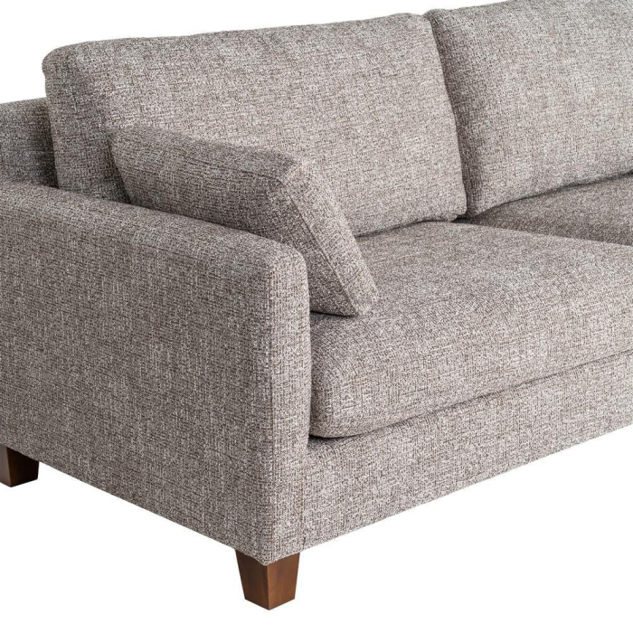 Canapea 3 locuri grej din stofă cu picioare din lemn [8]