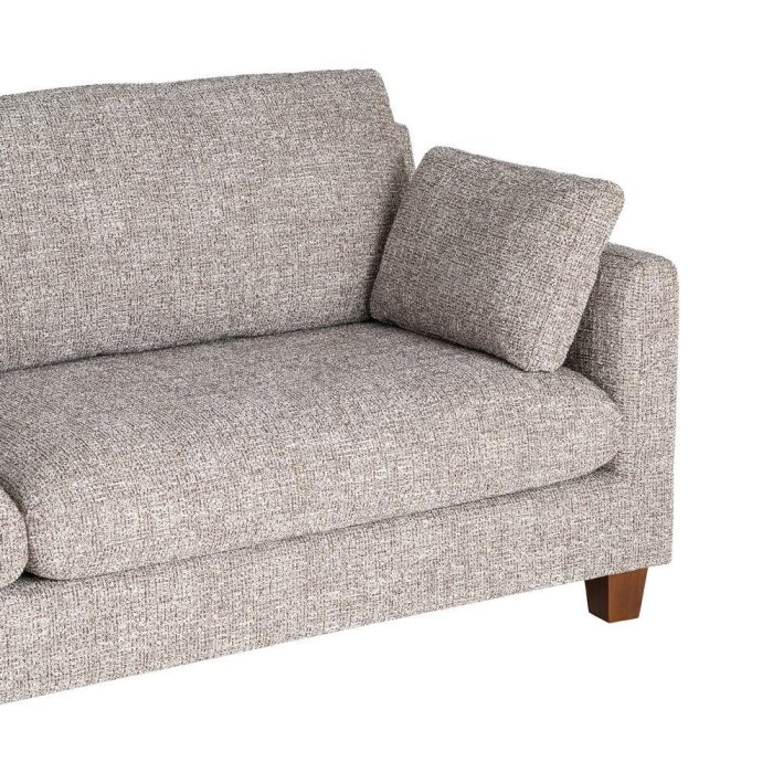 Canapea 3 locuri grej din stofă cu picioare din lemn [5]