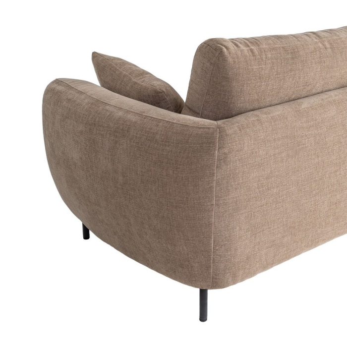 Canapea 3 locuri maro deschis din stofă cu picioare metalice [9]