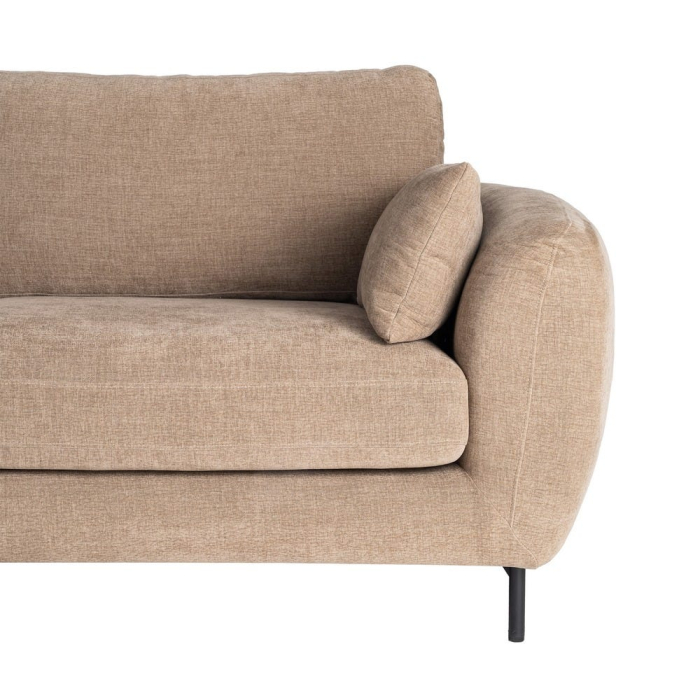 Canapea 3 locuri maro deschis din stofă cu picioare metalice [7]