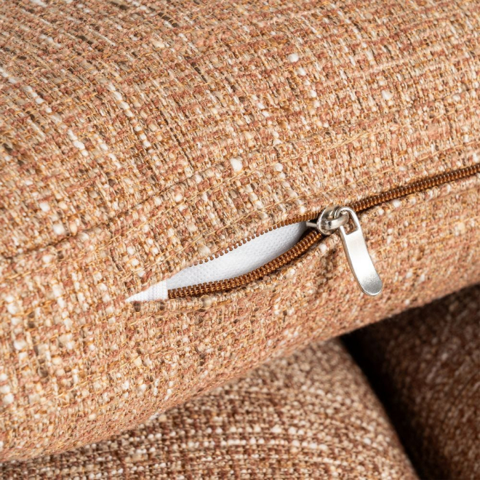 Canapea 3 locuri ocru din stofă cu picioare din lemn [8]