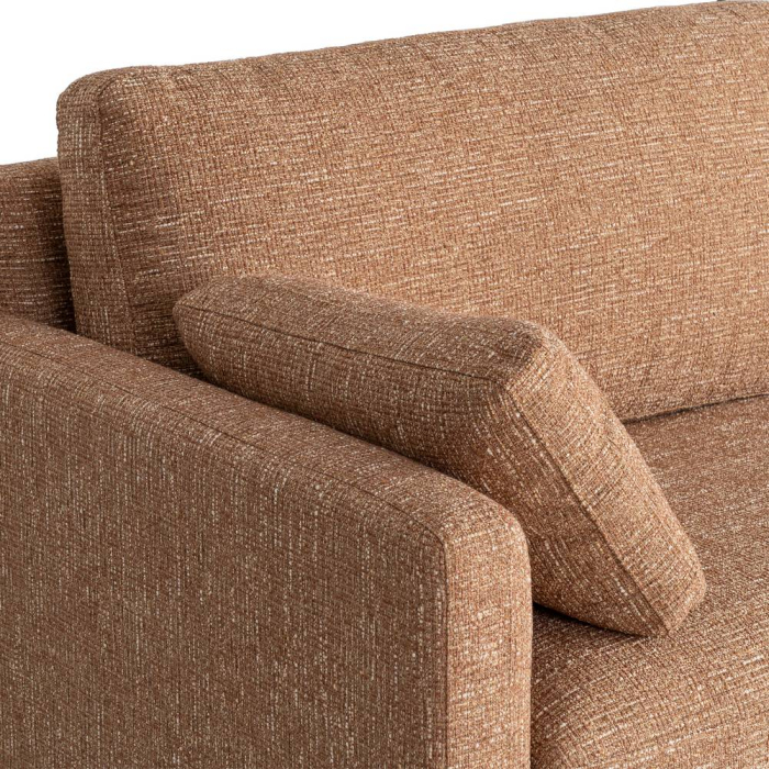 Canapea 3 locuri ocru din stofă cu picioare din lemn [6]