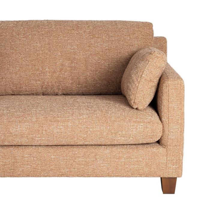 Canapea 3 locuri ocru din stofă cu picioare din lemn [7]