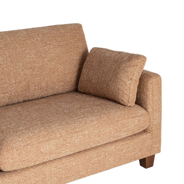 Canapea 3 locuri ocru din stofă cu picioare din lemn [5]