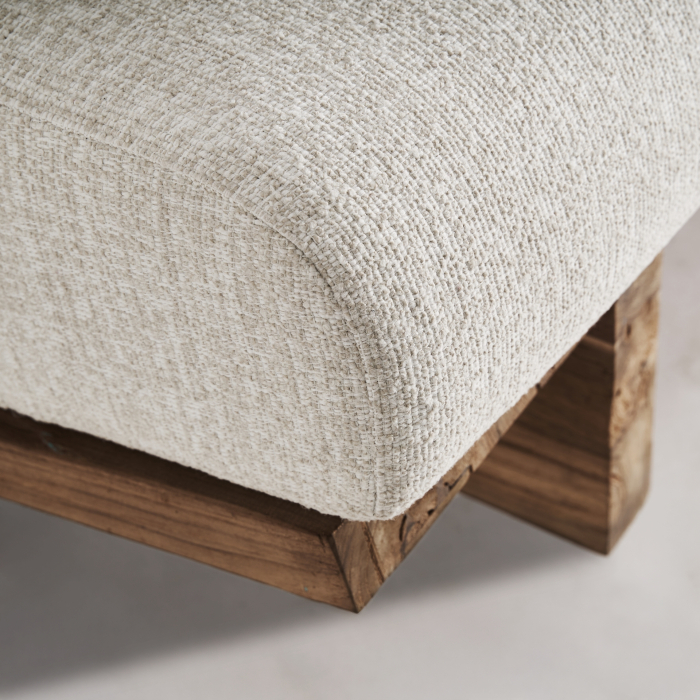 Canapea 4 locuri exterior HoReCa din lemn de tec reciclat cu stofă crem hidrofugă [5]