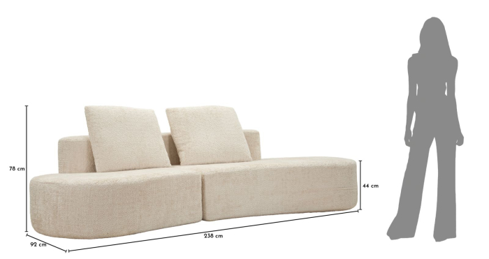 Canapea alba din stofa boucle pentru living si HORECA 238x92x78 cm [11]