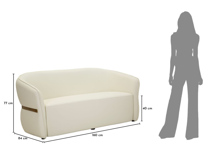 Canapea albă tapițată cu design curbat și detalii aurii design modern [9]