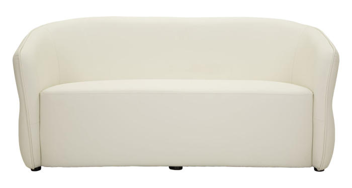 Canapea albă tapițată cu design curbat și detalii aurii design modern [2]