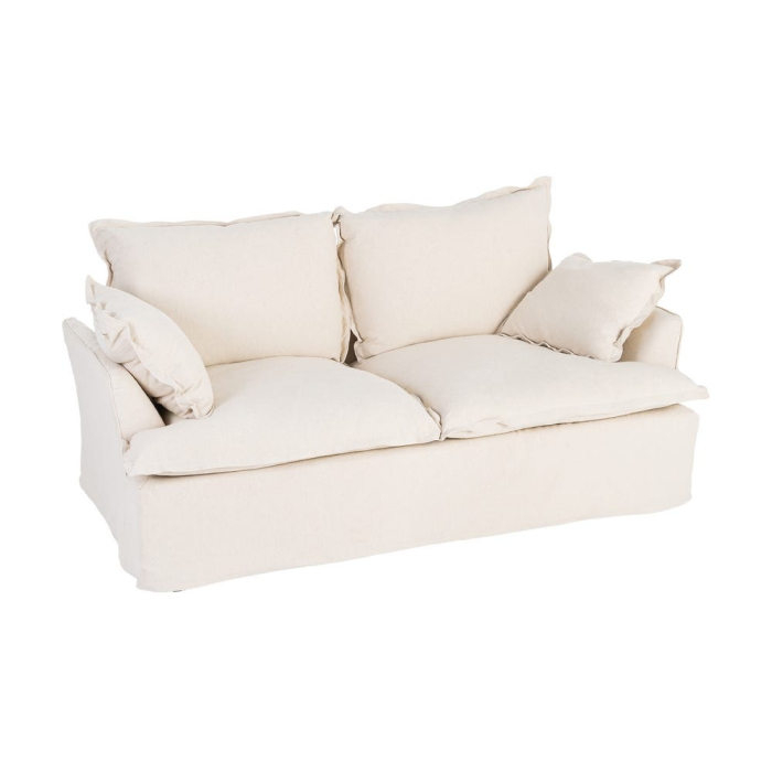 Canapea bej cu 2 locuri tapitată din stofă naturală [2]